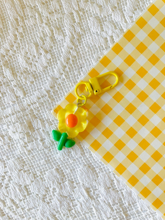 Zipper Charm -  happy flower (yellow + orange center)