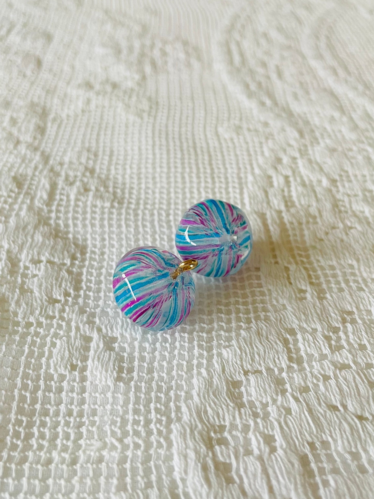 Zipper Charm -  candy ball (lantern - blue/pink strip)