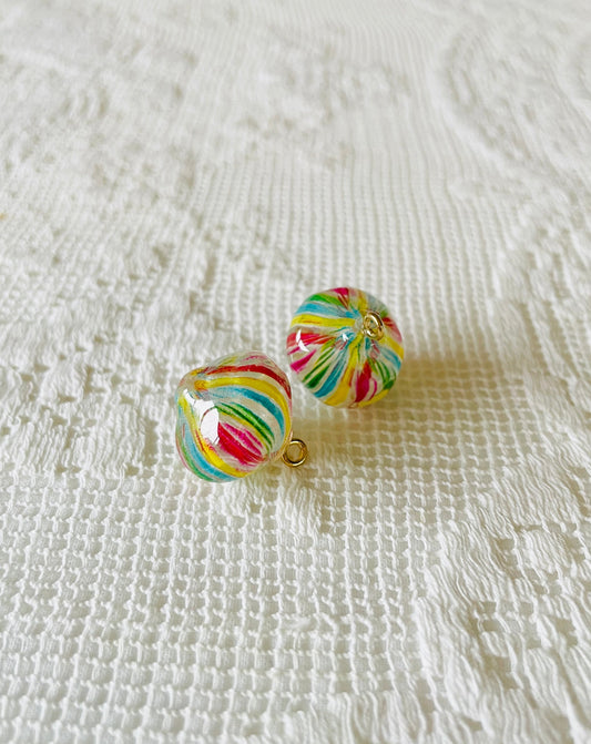 Zipper Charm - candy ball (lantern - pink/multi colour strip)