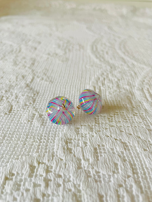 Zipper Charm - candy ball (lantern - blue/pink/yellow strip)