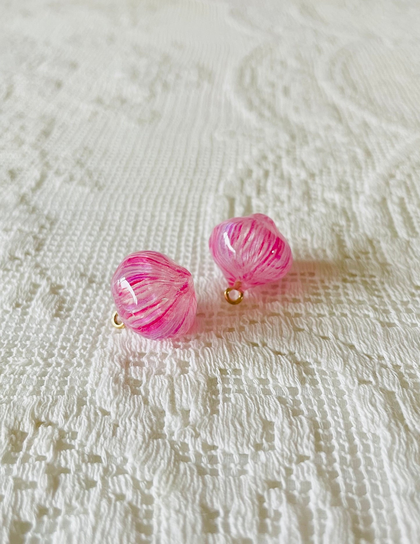 Zipper Charm -  candy ball (lantern - pink/white strip)