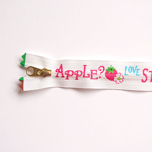 Atsuko Matsuyama's printed zipper (White/pink) (20cm/8in)