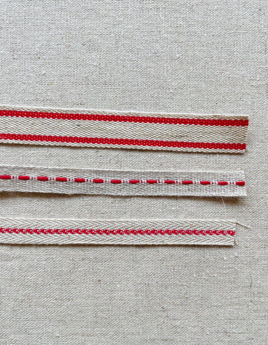 Red/ Linen Ribbon Set