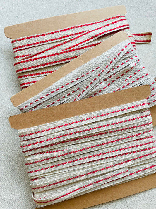 Red/ Linen Ribbon Set