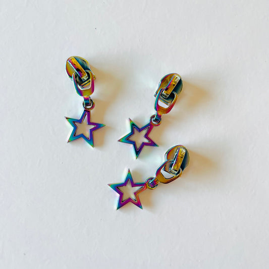 Zipper Pull -- Star (rainbow)