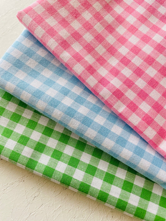 YUWA - Pre-dyed gingham check fabric bundle