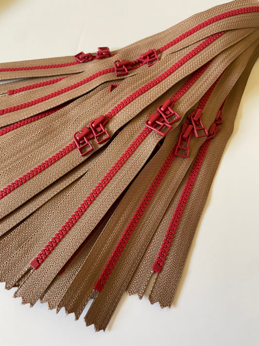 YKK Rasin Zippers with double pull - (brown/wine)(16"-40CM)