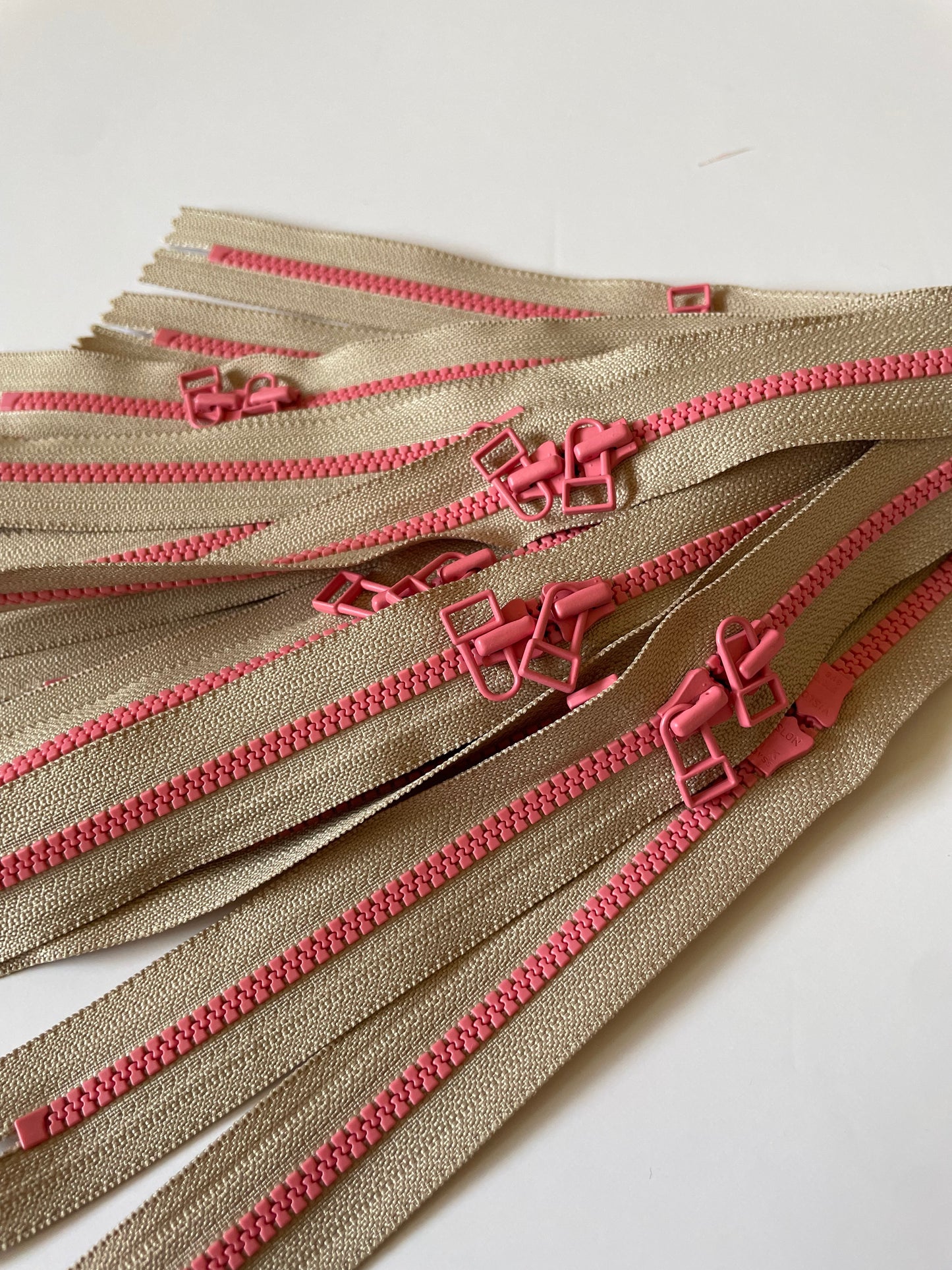 YKK Rasin Zippers with double pull - (light brown/pink)(16"-40CM)