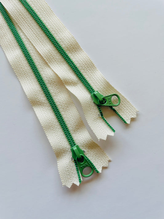 ZIPPER BUNDLE - Off white/green (8"/20cm)