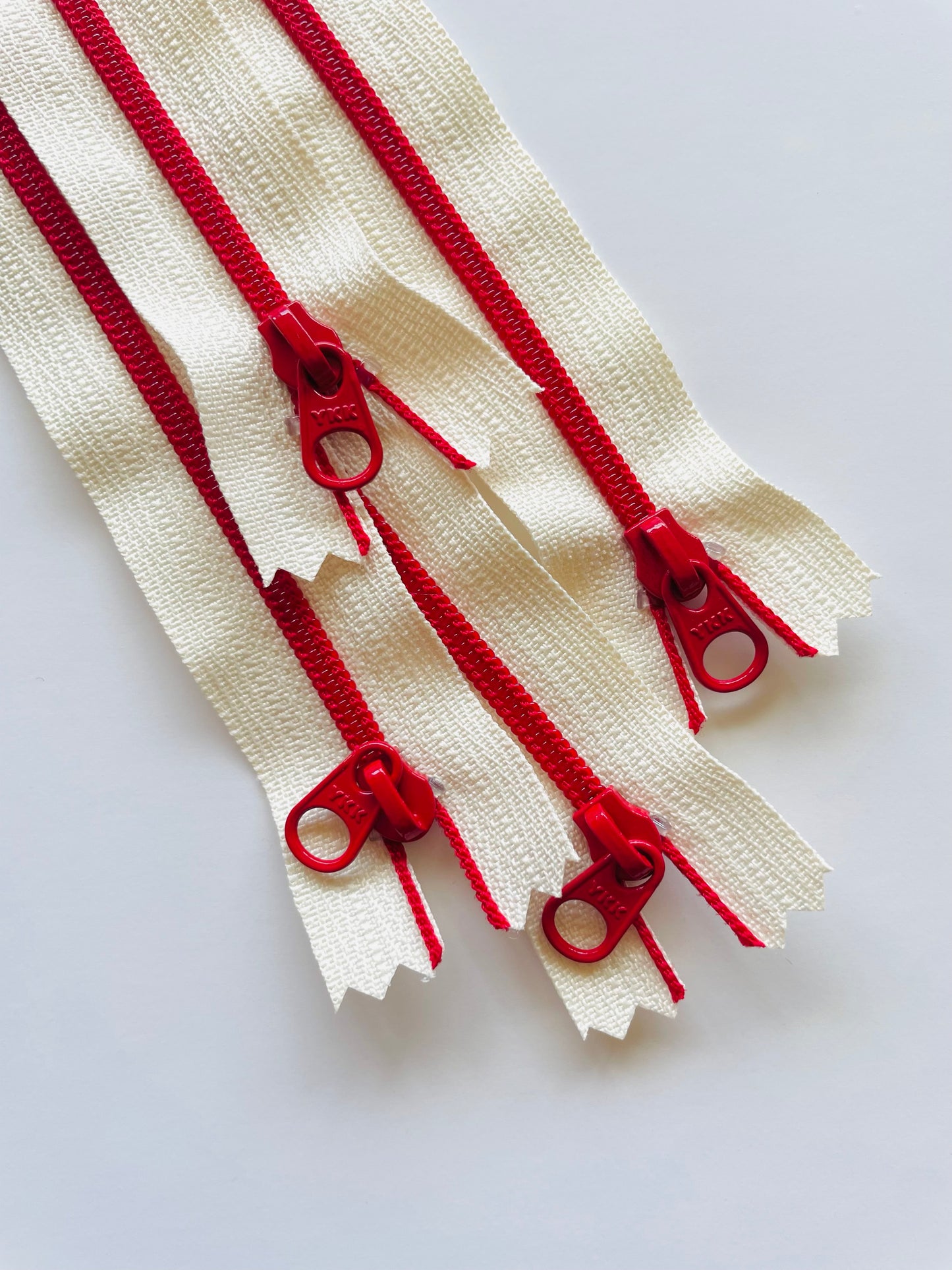 ZIPPER BUNDLE - Off white/red (8"/20cm)