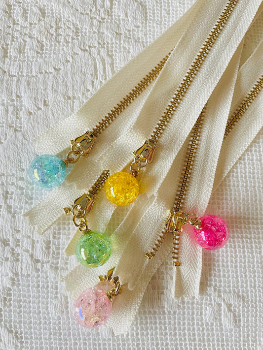 Zipper with shining ball charm (20cm/8in) - bundle