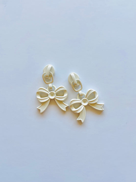 Continuous zipper slider set - Bow (white)