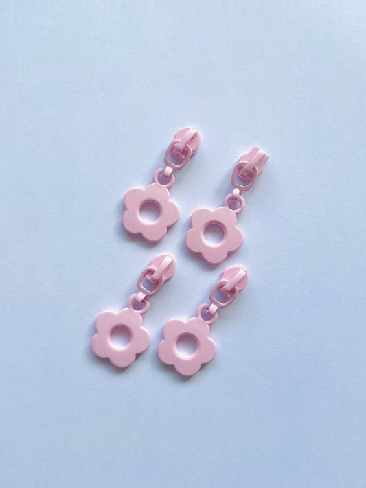 Continuous zipper slider set - Flower (light pink)
