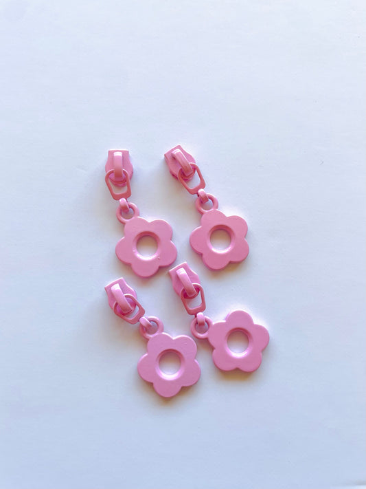 Continuous zipper slider set - Flower (pink)