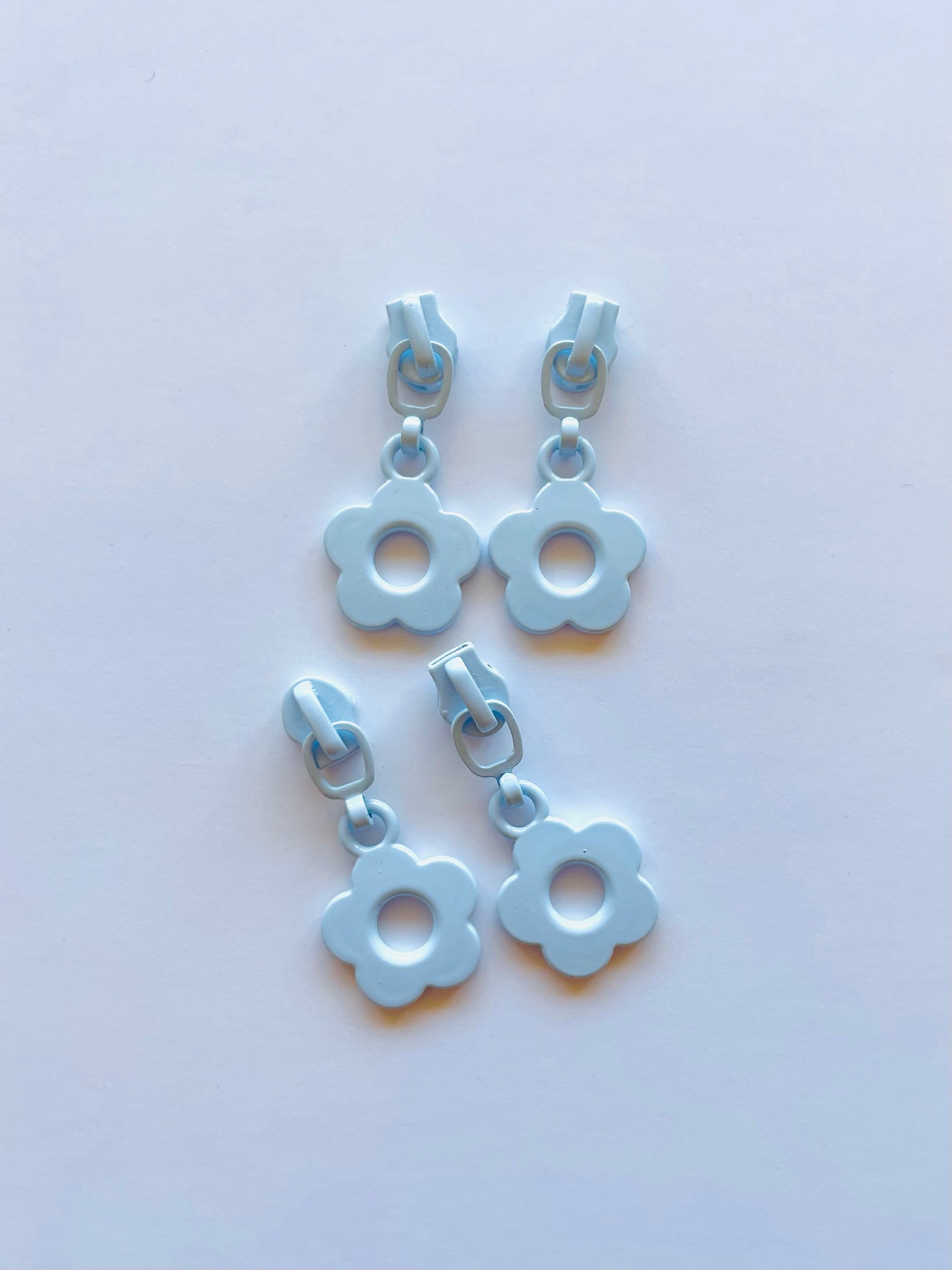 Continuous zipper slider set - Flower (light blue)