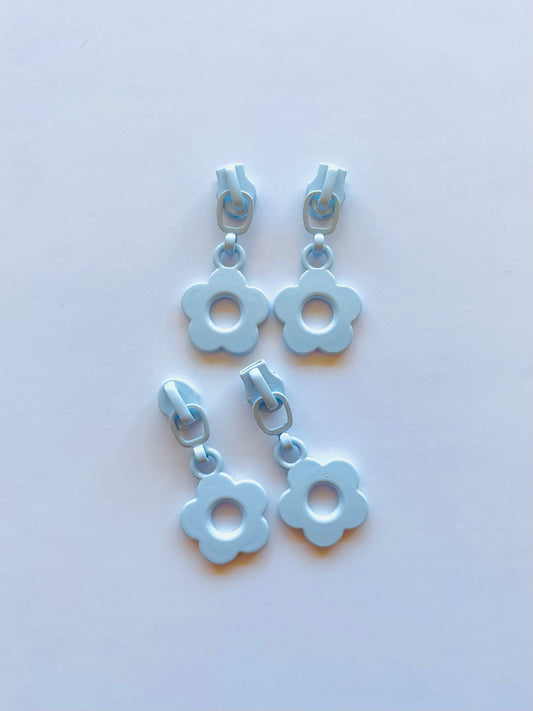 Continuous zipper slider set - Flower (light blue)