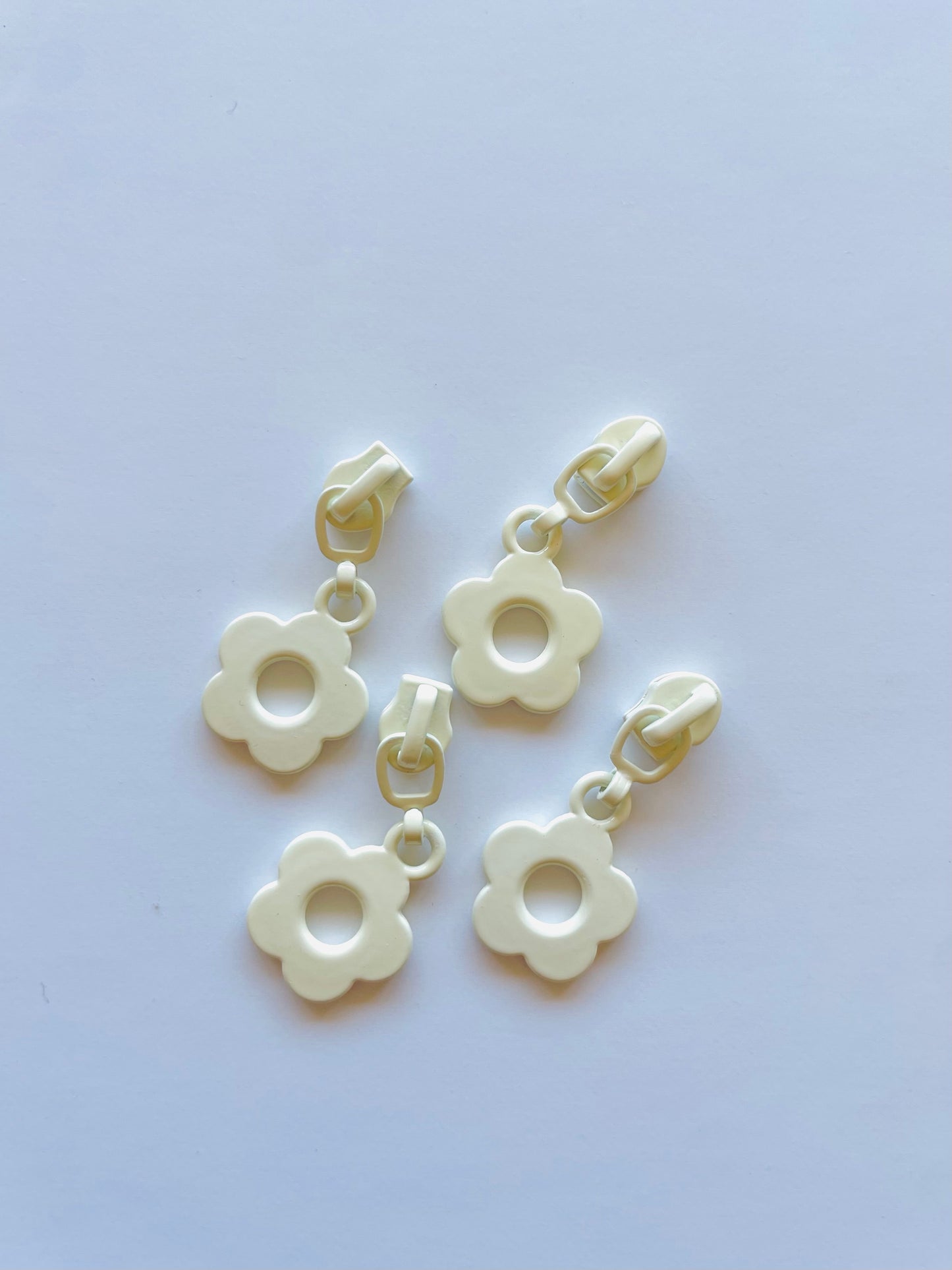 Continuous zipper slider set - Flower (white)
