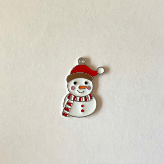 Zipper Charm -  Christmas Snow Man (silver)