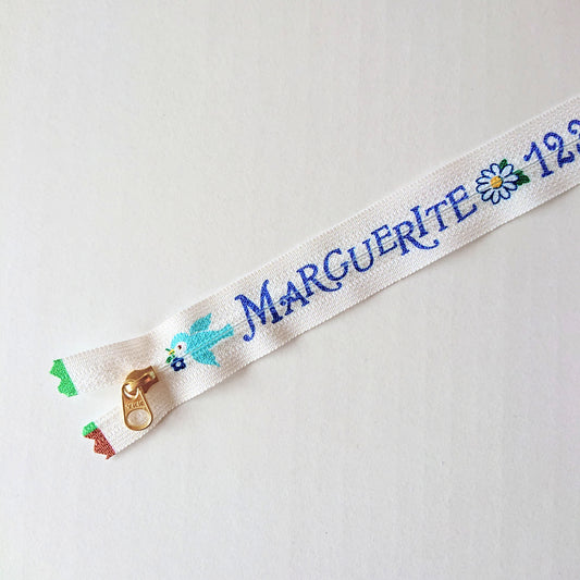 Atsuko Matsuyama's YKK Printed Zipper  (White/Blue) (20cm/8in)