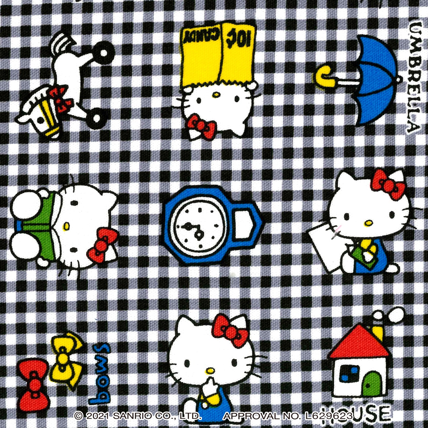 red Hello Kitty oxford fabric plaid tartan by Sanrio from Japan
