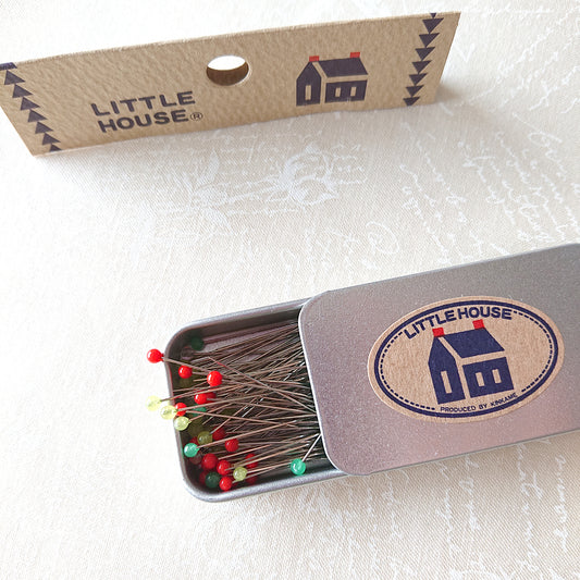 Little house Sewing Pins in the Tin