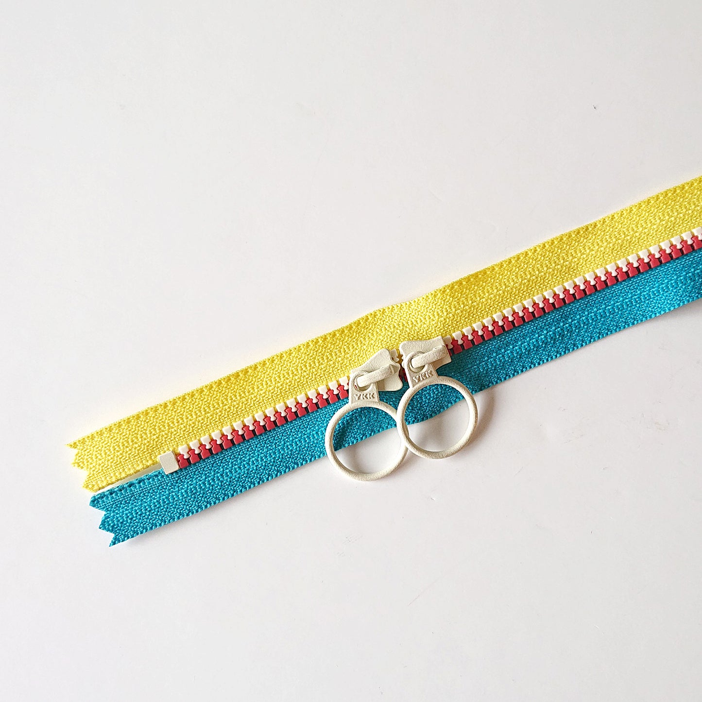 YKK Triple Zipper- Blue and Yellow with White & Red  Zip  (50cm)