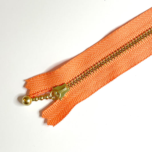 YKK Metalic Zippers with Water-drop Pull - orange (6 1/4" -16CM)