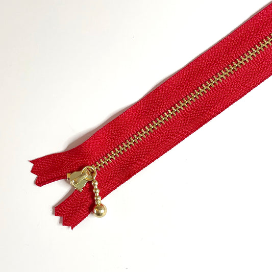 YKK Metalic Zippers with Water-drop Pull - red (6 1/4" -16CM)