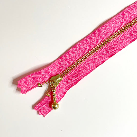 YKK Metalic Zippers with Water-drop Pull - rose pink (6 1/4" -16CM)