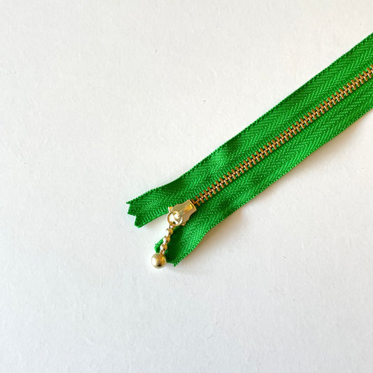 YKK Metalic Zippers with Water-drop Pull - Christmas Green (6 1/4" -16cm)
