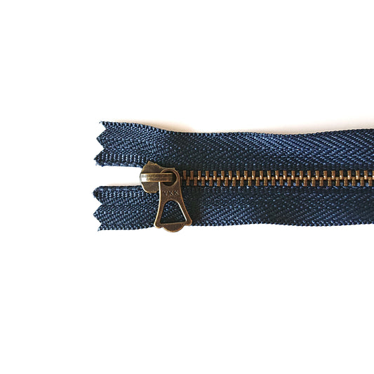 YKK Bronze Zipper with Tulip Pull - Navy (30cm/12inches)