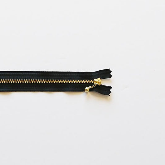 YKK Metalic Zippers with Water-drop Pull - Black (20CM)