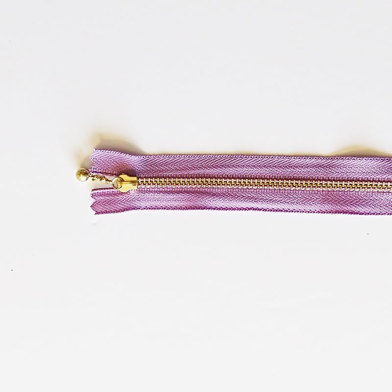 YKK Metalic Zippers with Water-drop Pull - Lilac (15CM)