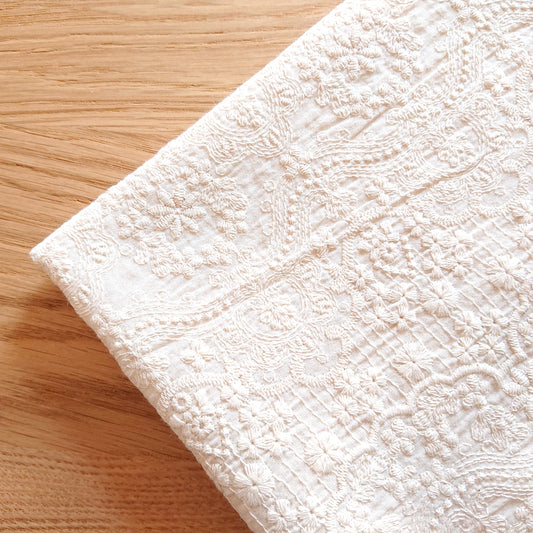 Embroidered Cotton Fabric -- Blossom (Extra wide)