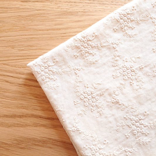 Embroidered Cotton Fabric -- Mimosa (Extra wide)