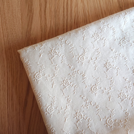 Embroidered Cotton Fabric -- Small Roses (Extra wide)