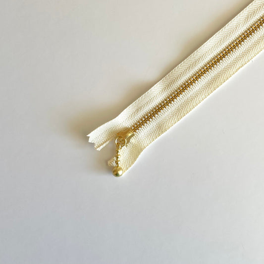 YKK Metalic Zippers with Water-drop Pull - Off White (10" -25CM)