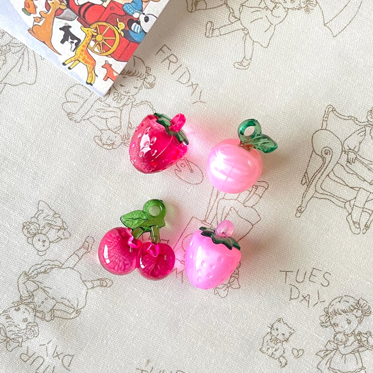 Zipper Charm - Classic Pink bundle (cherry, strawberry and apple)