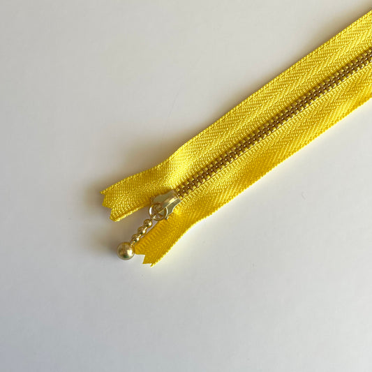YKK Metalic Zippers with Water-drop Pull - Yellow (12"-30CM)