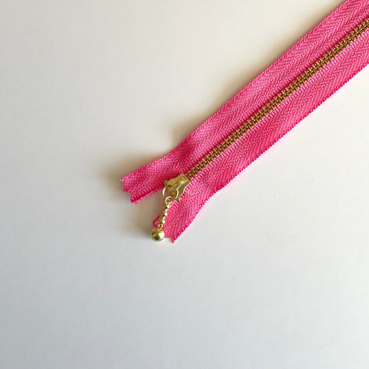 YKK Metalic Zippers with Water-drop Pull - Rosy Pink (30CM)