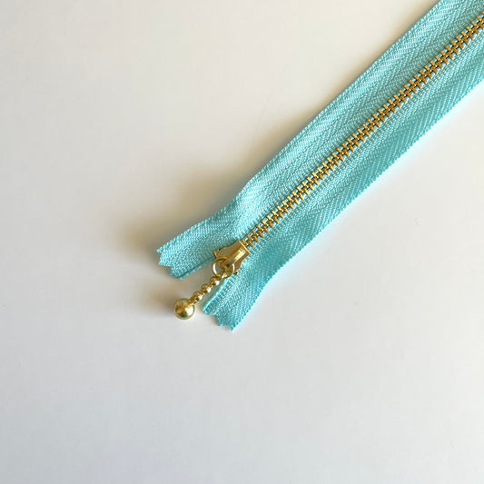 YKK Metalic Zippers with Water-drop Pull - Light Blue (30CM)