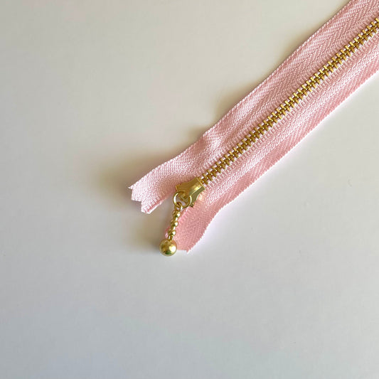 YKK Metalic Zippers with Water-drop Pull - Light Pink (30CM)