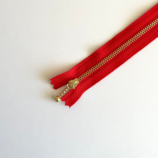 YKK Metalic Zippers with Water-drop Pull - Red (8"-20CM)