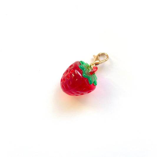 Zipper Charm - Classic Strawberry -- Big (transparent red )