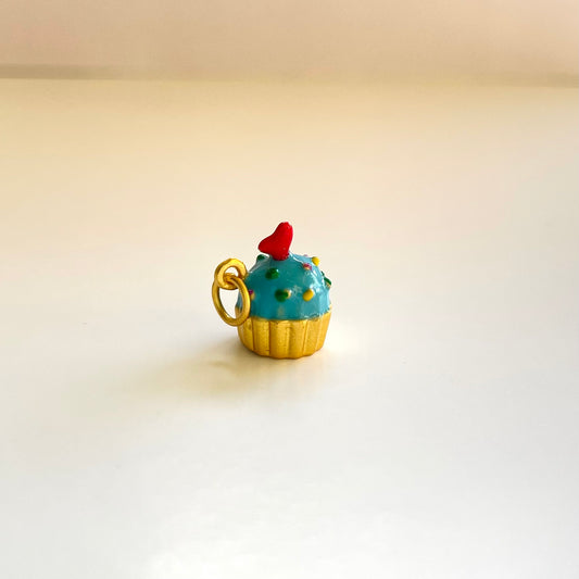 Zipper Charm -  Cup Cake (blue)